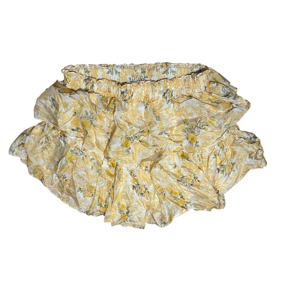 LoveShackFancy Lemon Daydream Silk Ruffle Mini Skirt Size Medium - Picture 5 of 9